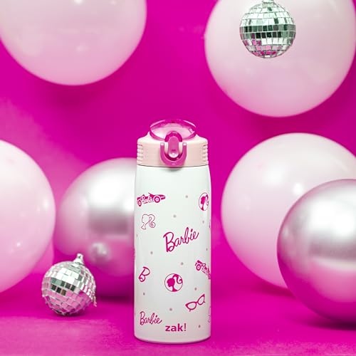Zak Designs Barbie Porter Water Bottle for Travel and At Home, 19 oz Vacuum Insulated Stainless Steel with Locking Spout Cover, Built-In Carrying Loop, Leak-Proof Design (Barbie) - color: Barbie