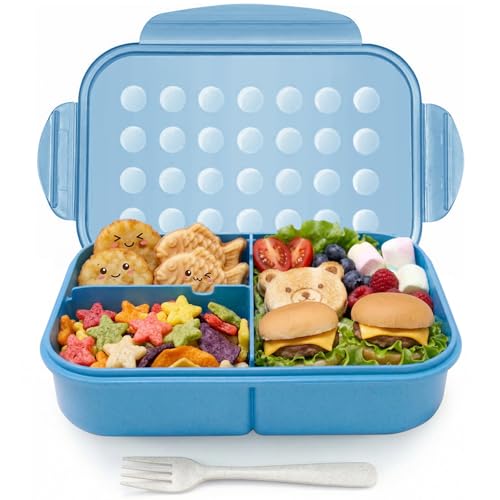 MISS BIG® Bento Lunch Box for Kids, 1150ml, 3 Compartments, Nile Blue | Nile blue kids bento box for school lunch, daycare food, snack portions, picnic, and travel meals. - color: Nile Blue, size: 1150ml