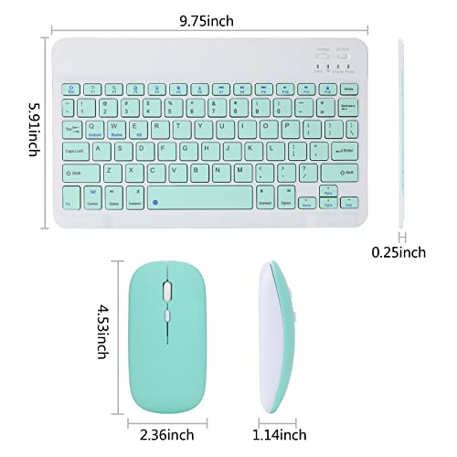 Rechargeable Bluetooth Keyboard and Mouse Combo for iPad, Ultra-Slim Portable Wireless Mouse Keyboard for iPad Pro Air Mini iPhone Samsung Tablet Cell Phone Android, iPadOS/iOS 13 and Above (Green) - color: Green