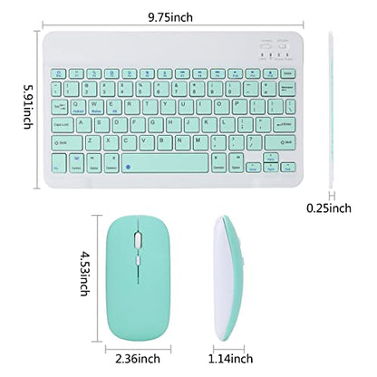 Rechargeable Bluetooth Keyboard and Mouse Combo for iPad, Ultra-Slim Portable Wireless Mouse Keyboard for iPad Pro Air Mini iPhone Samsung Tablet Cell Phone Android, iPadOS/iOS 13 and Above (Green) - color: Green