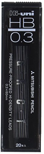 Uni Mechanical Pencil Lead Hi 0.3 mm, HB, 60 mm x 20 Lead (HU03300HB) - size: 20 Count (Pack of 1)