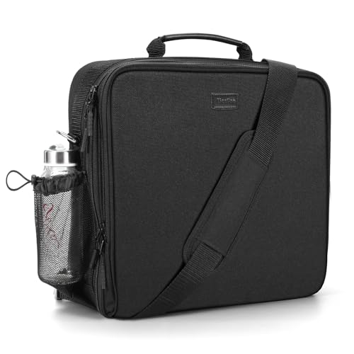 Zipper Binder 3 Inch D-Ring 3 Ring with Water Bottle Holder | Binder with Strap for School/Office, 700 Sheet Capacity-Multiple Pockets, Fit for 13" Tablet/Laptop, Black - color: Black