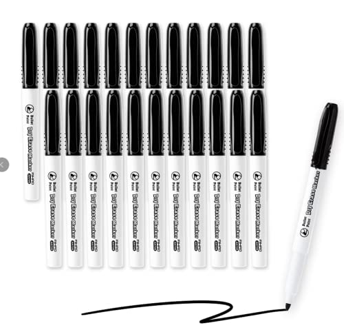AIHAO Black Fine Tip Dry Erase Markers, 24 Pack Low Odor Whiteboard Markers, Thin Dry Erase Pens for Classroom, Office & Home Use