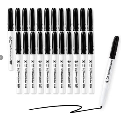 AIHAO Black Fine Tip Dry Erase Markers, 24 Pack Low Odor Whiteboard Markers, Thin Dry Erase Pens for Classroom, Office & Home Use