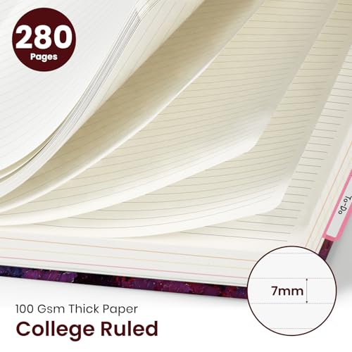 Large Spiral Lined Notebook for Work with Dividers & Tabs, 8.5"x11" Hardcover 5 Subject Notebook, College Ruled, 280 Pages, Tulip Fields - color: K - Tulip Fields