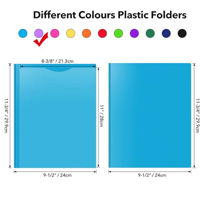 Briartw Heavy Duty Plastic Pocket Folder with Prongs for Letter Size Paper - 6 Pack Light Purple File Folder with Clear Front Pocket - 2 Pockets and 3 Prongs,As Well As 2 Card Slots - Pocket Folders - color: Light Purple