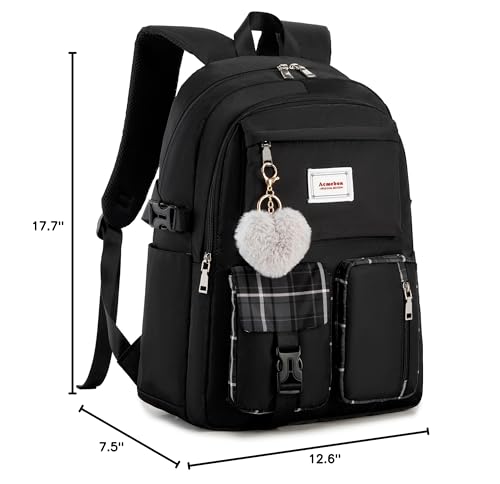 Acmebon Girl Roomy Fashion Laptop Backpack Set Casual Daypack Set for Women Black - color: Black