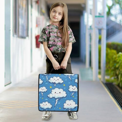 Cute Thunders Cloud Blue Zipper Binder 3 Ring 1.5 Inch School Binder Organizer with Shoulder Strap Handle File Folder Pockets Large Capacity Students Girl Boy Men Office Work - color: Cute Thunders Cloud Blue