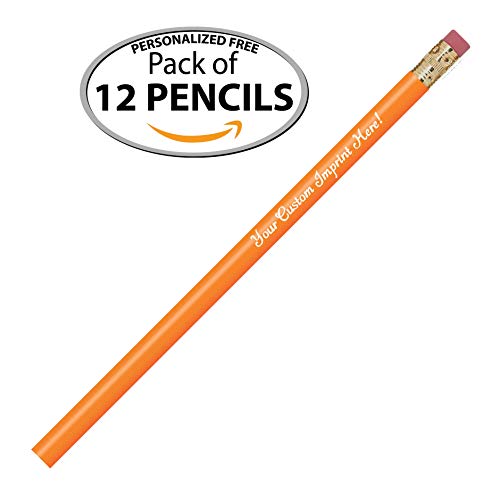 Express Pencils™ Personalized Pencils Round Custom Imprinted with your Name - Text - Logo - Message- 12 pkg - Includes Personalization - Great Gift Ideas (Orange) - color: Orange