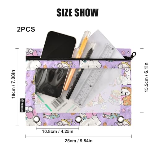 ZAZYXTJ Ghost Binder Pencil Pouchs 3 Ring with Zipper Clear Window Office Organizers bag for School Students Teacher Supplies 2 Pack - color: Ghost