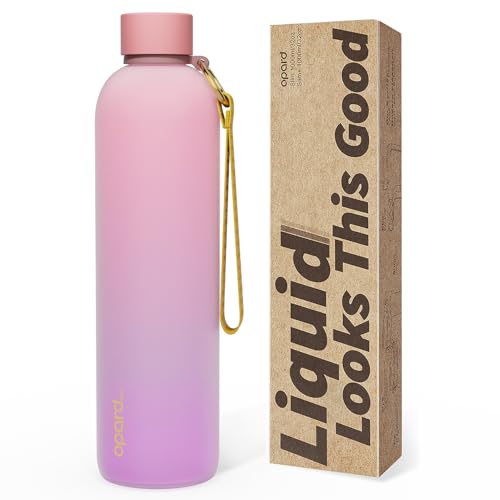 Opard Slim Water Bottle 32oz, Dishwasher Safe Plastic Water Bottle BPA-Free, Leakproof Screw Top, Sunset Pink Purple, Reusable for Travel School Sport Gym Hiking - color: Sunset Pink Purple, size: 32 Ounces