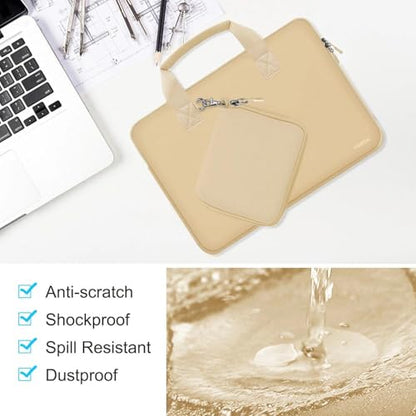 Hseok Laptop Sleeve 13.3-14 inch Case with Small Pouch, Neoprene Computer Bag Compatible with MacBook Neo/Pro 14 M5/M4/M3/M2/M1, Mac Air/Pro 13.3, XPS 14 and Most 13-14 inch Notebooks,Champagne - color: Champagne, size: 13"-14"