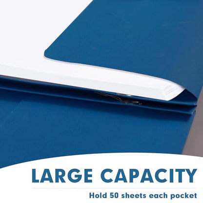 Two Pocket Folders, RAZCC 50 Pack Two Pocket Folders with Prongs, 3 Prong Folders Fit Letter Size Paper, Pocket File Folders for School Office Home Business, Dark Blue - color: Dark Blue