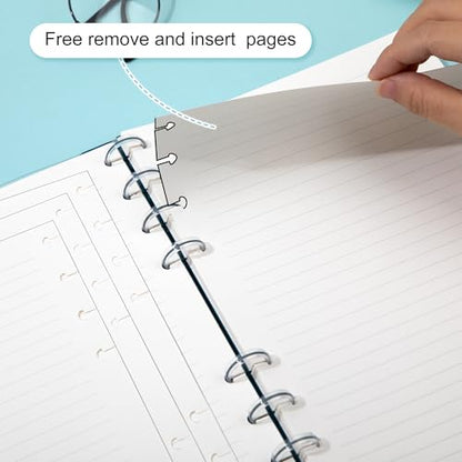 CAGIE Discbound Notebook - Customizable Notebooks 7 x 10 inch with Removable Pages 100 gsm, B5 Notebook for School with Poly Cover, 100 Pages Discbound Planner Wide Ruled, Blue - color: Blue, size: B5