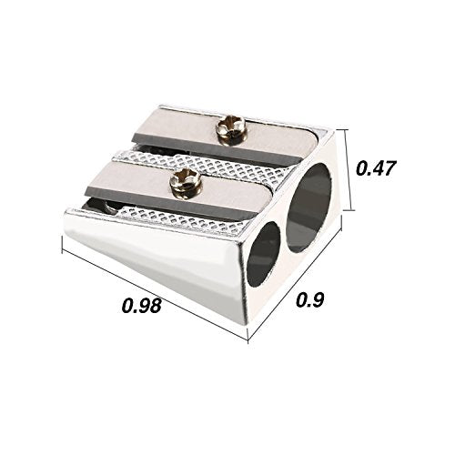 TecUnite 36 Pack Metal Pencil Sharpeners 2 Holes Manual Pencil Sharpener Bulk for Kids Aluminum Alloy Handheld Sharpeners for Most Size Graphite School Office Stationery(Silver)
