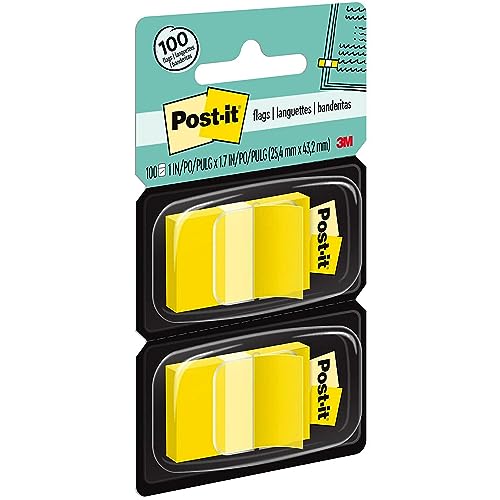 Post-it 680YW2 Standard Page Flags in Dispenser, Yellow, 100 Flags/Dispenser