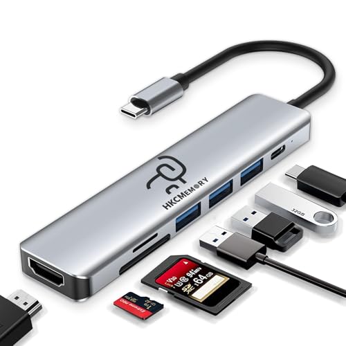 USB C Hub 7 in 1 Adapter, 4K HDMI, 100W PD, 3 USB-A, SD/TF Card Reader, USB C Docking Station for MacBook Pro/Air, Dell XPS, HP, Lenovo Thinkpad, ASUS