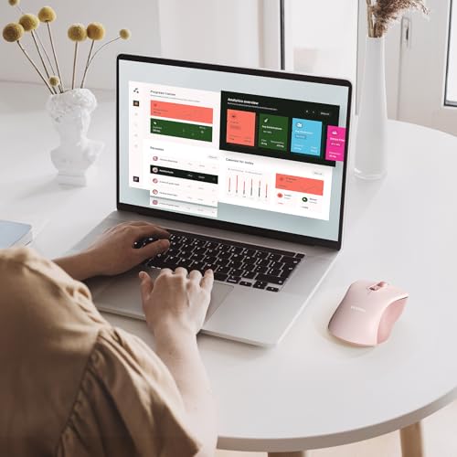 seenda Bluetooth Wireless Mouse, Bluetooth & 2.4G USB Dual Mode, Quiet Clicks, 1600 DPI Smooth Tracking, Ergonomic Design, 24-Months Battery Life, Portable Mouse for Laptop/Mac/Ipad/PC/Tablet-Pink - color: Pink
