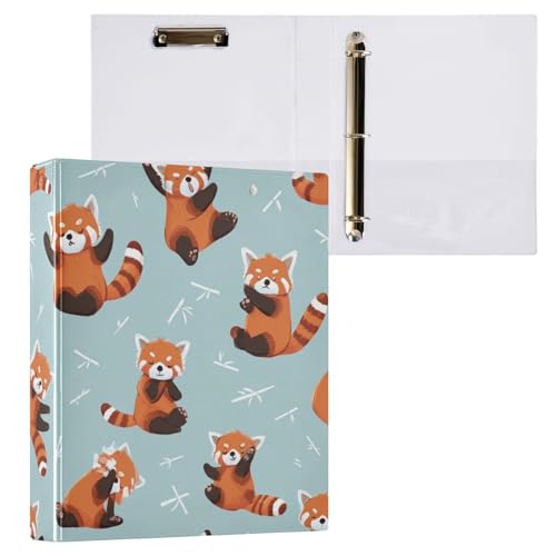 3 Ring Binder Red Panda Cute Binders 1.5 Inch Round Rings Binder Organizer for Letter Size Paper Hardcover Binder for Office Home 1 Pack - color: Red Panda