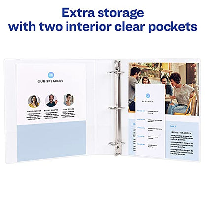 Avery Durable View 3 Ring Binders for Home, School Supplies, Office, or Organization Needs, 2" Slant Ring, 4 Pack White Binders (17032) - size: 2"