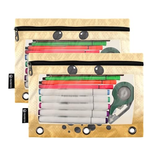 ZAZYXTJ Custom Personalized Bubble Tea Print Binder Pencil Pouchs 3 Ring | with Zipper Clear Window Office Organizers bag for School Students Teacher Supplies 2 Pack - color: Boba