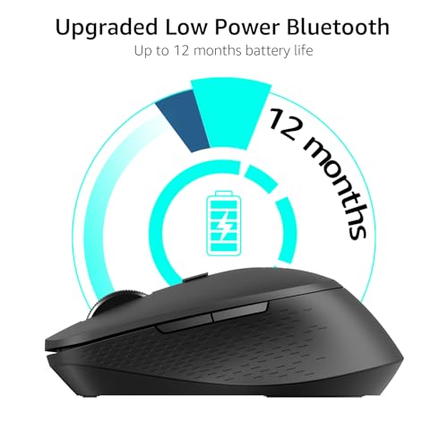 Rapoo M300G Silent Wireless Mouse, Bluetooth Mouse for Laptop, 2.4GHz with USB Receiver, 2400 Adjustable DPI Optical Tracking, 1 Year Battery Life, Compatible with PC, Black - color: Matte Black