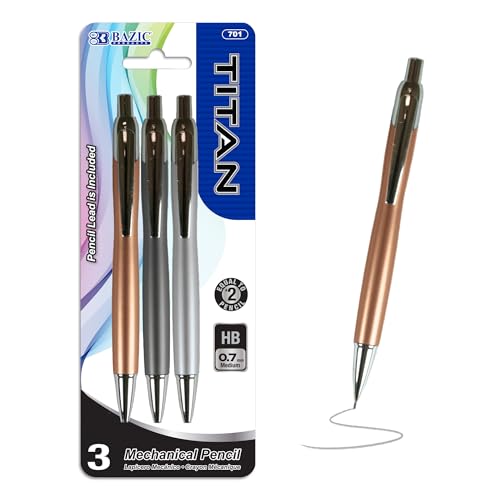 BAZIC Crystal Mechanical Pencil, 0.7 mm, Assorted, 4 Per Pack (701-24P) | click-advance, refillable, Eraser under cap, school, office, tests, notes, sketching - size: 1 Count (Pack of 1)