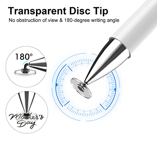 Stylus Pens for Touchscreen,2 Pack High Sensitivity & Precision Magnetic Disc Stylus Pen Suitable for iPad/Apple/iPhone/Samsung/Android/Nintendo Switch All Capacitive Touch Screen - color: Black/White