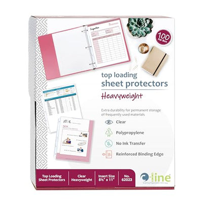 C-Line Top Loading Heavyweight Poly Sheet Protectors, Clear, 8.5 x 11 Inches, 100 per Box (62023) - size: Box of 100
