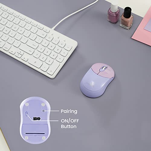 Perixx PERIMICE-802PP Wireless Bluetooth Mouse - Portable Design - Compatible with Windows, iOS, and Android PC, Laptop, Tablet, and Smartphone - Purple - color: Purple, size: Pack of 1