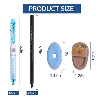 36Pcs Erasable Gel Pens Set, 14 Pens with 12 Erasable Gel cute Pens and 2 Pencils, 20 Refills, 2 Erasers, Cute Design,Make Mistakes Disappear, Premium Comfort Grip for School Supplies