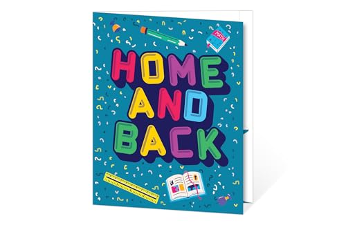 Home & Back Student Homework Folders | Classroom Organization Take-Home 2-Pocket Folder | School-to-Home Communication | Fits 8.5" x 11" Letter Paper | 14-pt Cardstock | Deep 4.5" Pockets | Set of 6