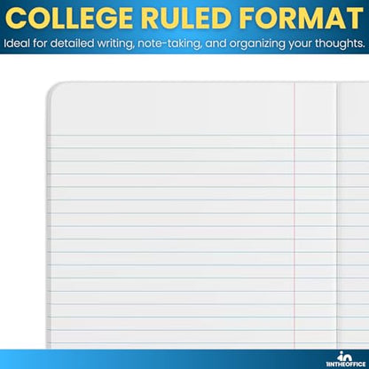 1InTheOffice Composition Notebook, College Rule Notebook, 160 Pages (80 Sheets), Black, 7 1/2" x 9 3/4", 4 Pack