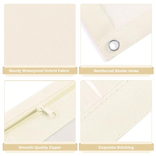 SKYDUE Pencil Pouch for 3 Ring Binder, 3 Ring Zipper Pencil Case with Clear Window, Large Binder Pencil Pouch with Grommets, Three Hole Pencil Holder for School, Pink & Purple (2 Pack) - color: Pink&beige