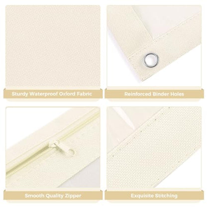SKYDUE Pencil Pouch for 3 Ring Binder, 3 Ring Zipper Pencil Case with Clear Window, Large Binder Pencil Pouch with Grommets, Three Hole Pencil Holder for School, Pink & Purple (2 Pack) - color: Pink&beige