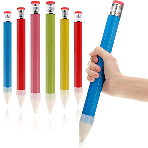 Tinlade 6 Pcs Wooden Jumbo Pencils for Prop, Funny Multicolored Huge Giant Pencil 14 Inch for Home and School Supplies, Kids, Preschoolers - color: Multicolored