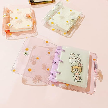 2PCS Mini School Supplies Mini 3 Ring Binder, Translucent PVC Mini Binder for Class Notes(White) - color: White