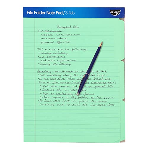 Find It File Folder Notepad - Pack of 12-9.5 x 12.5 Inch Notebook Organizer Folders for Filing, Document, and Clipboard Organization - Green - color: Green, size: 12 Folders