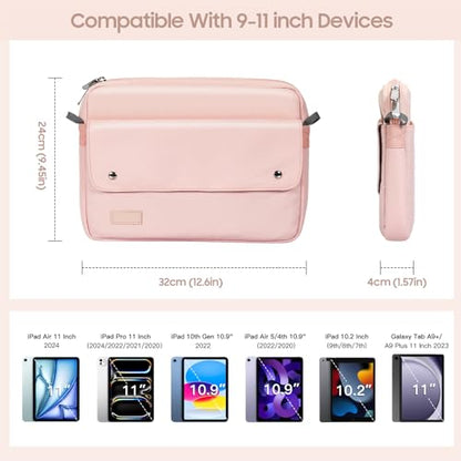 TiMOVO 9-11 Inch Tablet Sleeve Bag with Shoulder Strap Fits iPad 11-inch A16 2025, iPad 10th Gen. 10.9"/10.2", iPad Air 11/5th/4th Gen. 10.9", Galaxy Tab A9 Plus 11", Pink - color: Pink