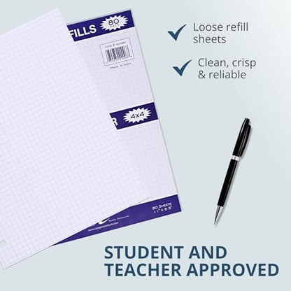 Roaring Spring Loose Leaf Paper, Notebook Filler Graph Paper, 11" x 8.5", 4x4 Grid, 80 Sheets, 3 Hole Punch