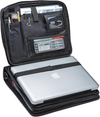 Case-it 2 Inch 3 O-Ring Zipper Binder with Padded Laptop Case Workstation, Shoulder Strap, LT-117, Black - color: D Black / Multi, size: 36 Pack
