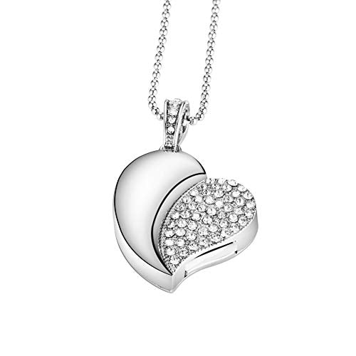 USB Flash Drive, Diamond Heart 8GB / 16GB / 32GB USB2.0 Waterproof USB Memory Stick Date Storage Pendrive Thumb Drives (16GB, Silver Heart) - color: Silver Heart, size: 16GB