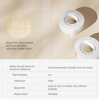 Stick UP Invisible Matte Tape Refill 6 Rolls, Clear Magic Adhesive Tape Bulk Hand Tearable for School Office Supplies Packing Repairing Scrapbook, Compatible with Tape Dispenser, 0.75in x 1000in