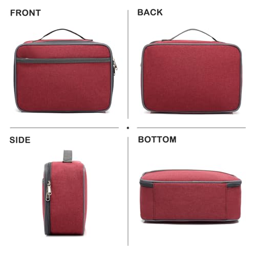 FlowFly Kids Lunch box Insulated Soft Bag Mini Cooler Back to School Thermal Meal Tote Kit for Girls, Boys,Women,Men, Deep Red - color: Deep Red
