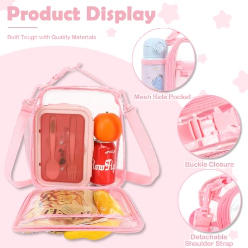 FlowFly Kids Lunch box Insulated Soft Bag Mini Cooler Back to School Thermal Meal Tote Kit for Girls, Boys, PinkClear - color: PinkClear