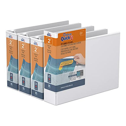 QuickFit Landscape 3 Ring Legal Binder, Heavy-Duty Round-Ring Binder with Clear-View Cover, 8.5" x 14", Pack of 4, Round Ring, White - size: 2 Inch, style: 4 Pack