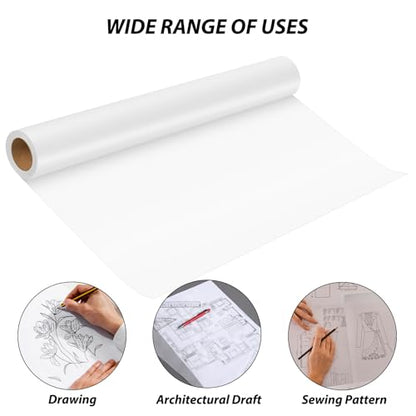 Tracing Paper Roll 24 Inches x 30 Yards, Trace Paper White ‌Translucent‌ Pattern Paper Tracing Paper for Drawing, Sewing, Sketch - size: 24 Inch Wide