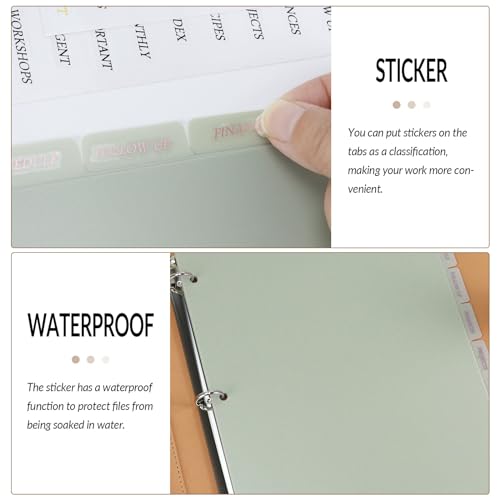 Buqoo 3 Ring Binder Dividers with 8 Writable Tabs - Sturdy Sage Green Plastic Index Dividers, Letter Size 8.4"x10.9" for School, Office, Planner & Journal - color: Sage Green