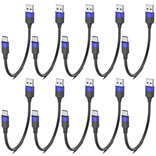 6 inch Short USB C Cable Bulk 10 Pack, Multipack Short USB A to USB C Cable for Fast Charging Stations, 0.5ft Type C Charger Cord for iPhone 16 15 Samsung Galaxy S24 S23 S20 S10 S9 Note 20 10 9 - size: 6 inch, style: 10P USB-C