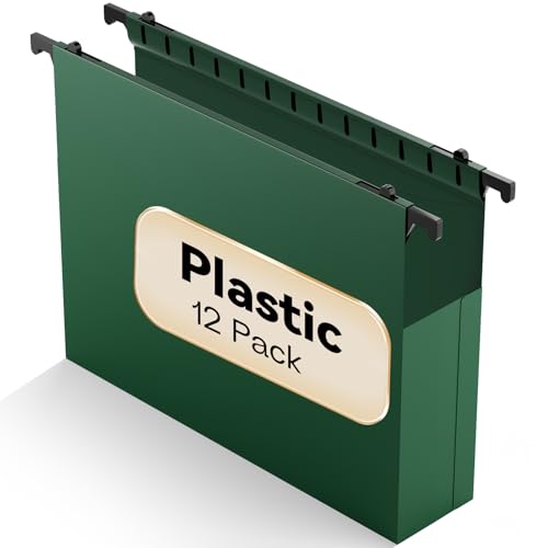Plastic Hanging File Folders Expandable,12 Pack Heavy Duty Hanging File Folder Letter Size,2 Inch Expansion Extra Capacity Folders,Adjustable Tabs,Green Hanging Folder Designed for Bulky Files - color: Green